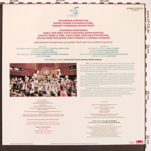 V.A.The Music For Unicef Concert: Earth,Wind&Fire... Bee Gees (live), Polydor (2335 214), D, 10 Tr., 1979 Typ: LP Best.-Nr.: V6088 Preis: 4,00 Euro