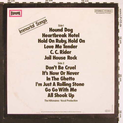 Hiltonaires: Immortal Songs, vocal prod., Europa(111 530.8), D,  - LP - V6155 - 4,00 Euro