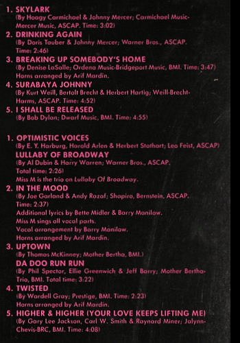 Midler,Bette: Same, Atlantic (ATL 40 517), D, 1973 Typ: LP Best.-Nr.: V6455 Preis: 7,50 Euro