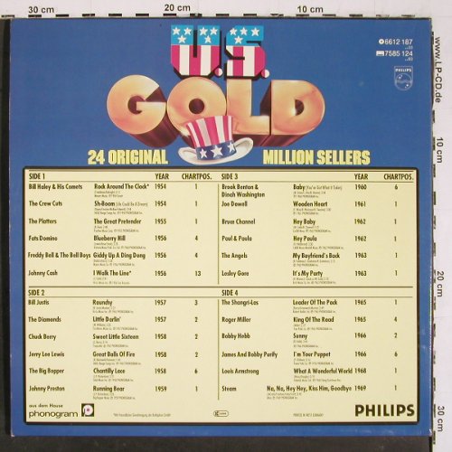 V.A.U.S.Gold - 24 Original Million: Sellers, Bill Haley.. Steam, Philips(6612 187), D,  - 2LP - V6500 - 6,00 Euro