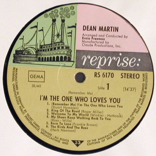 Martin,Dean: I'm The One Who Loves You, Reprise (RS 6170), D, m / vg+ Typ: LP Best.-Nr.: V6520 Preis: 9,00 Euro