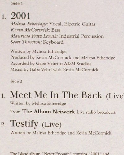 Etheridge,Melissa: 2001 +2 live, Island (74321 10123 1), D, 1992 Typ: 12" Best.-Nr.: V6563 Preis: 4,00 Euro.