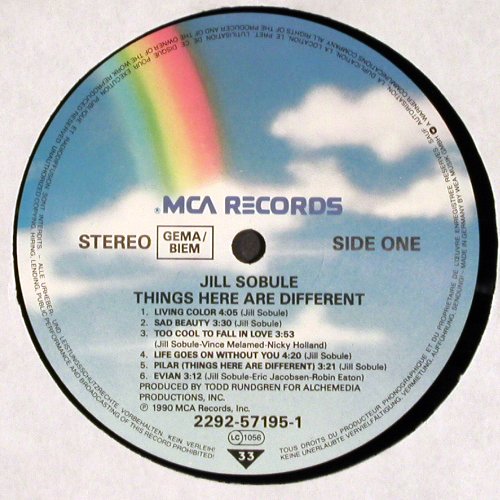 Sobule,Jill: Things Are Different, MCA (2292-57195-1), EEC, 1990 Typ: LP Best.-Nr.: V6575 Preis: 6,00 Euro.