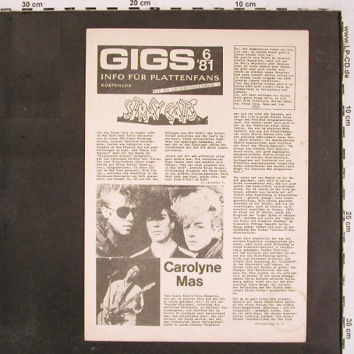 Gigs - Info für Plattenfans 6/81: Stray Cats, Carolyne Mas, Fee u.a., 60 LP Vorstellungen(6/81), D, 16S., 1981 - Book - V6576 - 3,00 Euro