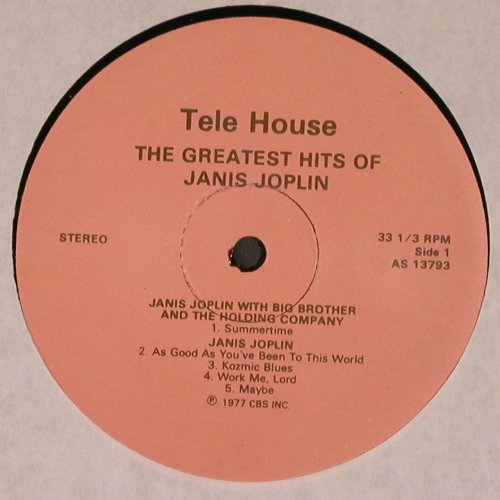 Joplin,Janis: The Greatest Hits Of, m-&sol;vg+, Tele House Inc. (AS 13792&sol;793), US, 1977 Typ: 2LP Best.-Nr.: V6742 Preis: 24,00 Euro.
