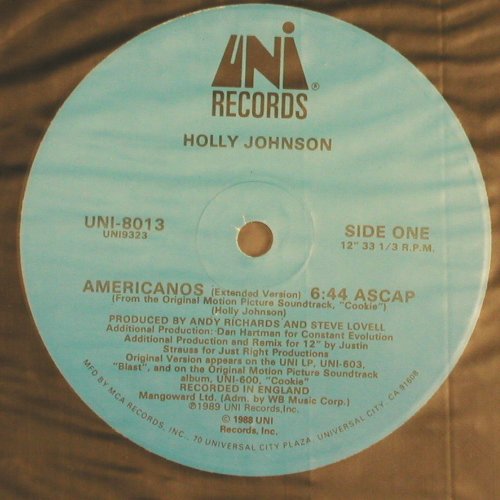 Holly Johnson: Americanos 6:44 / 5:10, ext.vers., UNI Records(UNI-8013), US,Promo, 1988 - 12inch - V6985 - 3,00 Euro