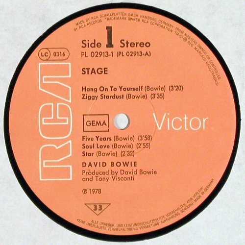 Bowie,David: Stage,Foc, RCA Victor(PL 02913), D, 1978 - 2LP - V7067 - 17,50 Euro