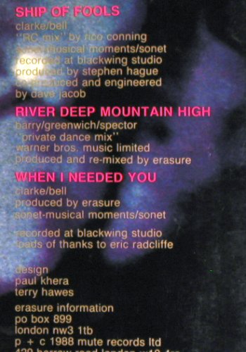 Erasure: Ship Of Fools,RCmix+2,col.Vinyl, Mute (INT 126.879), D,LimEd., 1988 Typ: 12" Best.-Nr.: V7093 Preis: 9,00 Euro.