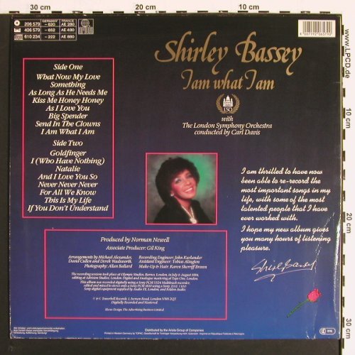 Bassey,Shirley: I Am What I Am, Ariola(206 579-620), D, 1984 - LP - V7176 - 7,50 Euro