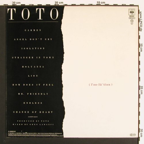 Toto: Isolation, CBS(CBS 86305), NL, 1984 - LP - V7228 - 5,00 Euro
