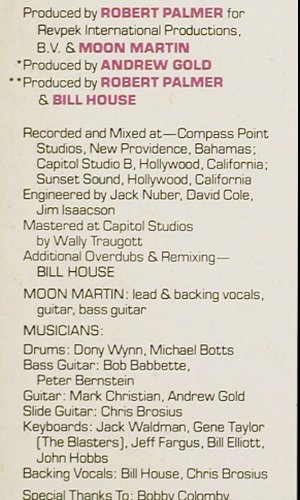 Moon Martin: Mystery Ticket, Capitol (064-400 087), D, 1981 Typ: LP Best.-Nr.: V7249 Preis: 5,00 Euro.