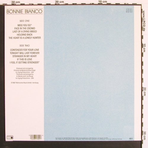 Bianco,Bonnie: Just Me, Metronome (831 702-1), D, 1987 Typ: LP Best.-Nr.: V7377 Preis: 5,00 Euro.