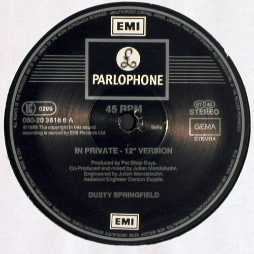 Springfield,Dusty: In Private*3, Parlophone(20 3618 6), D, 1989 - 12inch - V7554 - 4,00 Euro