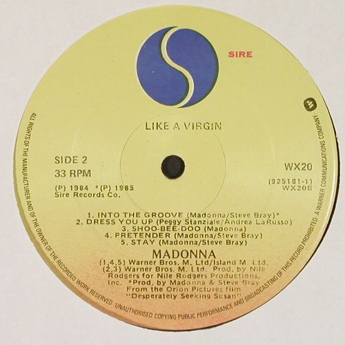 Madonna: Like a Virgin, Sire(925 181-1), D, 1984 - LP - V7579 - 7,50 Euro