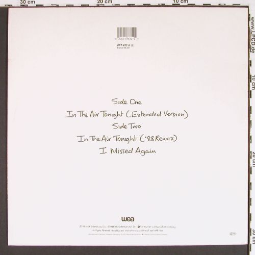 Collins,Phil: In The Air Tonight(88'Rmix&sol;ext)*2+1, WEA (257 672-0), D, 1988 Typ: 12" Best.-Nr.: V7599 Preis: 6,00 Euro.