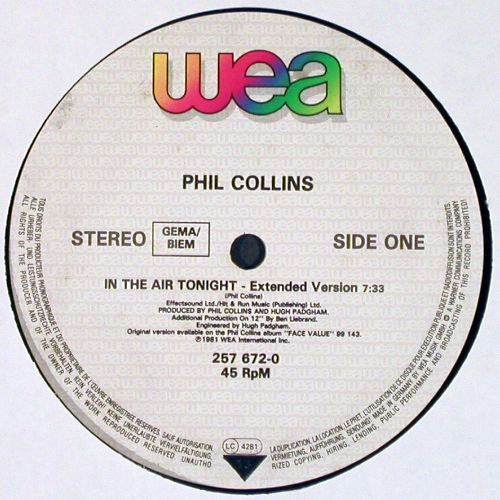Collins,Phil: In The Air Tonight(88'Rmix&sol;ext)*2+1, WEA (257 672-0), D, 1988 Typ: 12" Best.-Nr.: V7599 Preis: 6,00 Euro.