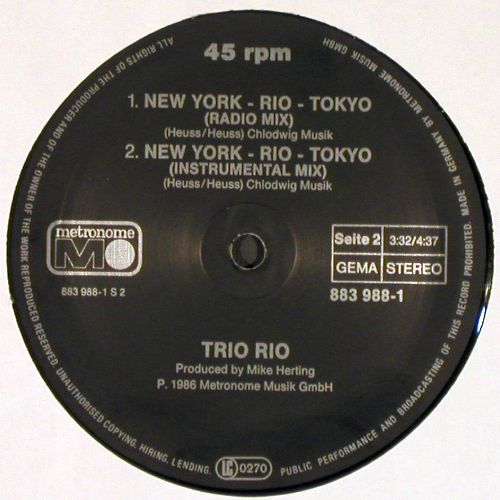 Trio Rio: New York- Rio-Tokyo, Metronome (883 988-1), D, 1986 Typ: 12" Best.-Nr.: V7600 Preis: 5,00 Euro.