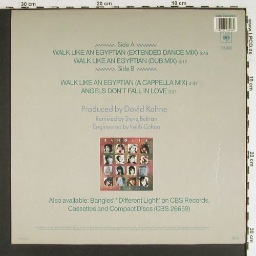 Bangles: Walk Like An Egyptian*3(mixes)+1, CBS (CBS 650049 6), NL, 1985 Typ: 12" Best.-Nr.: V7642 Preis: 5,00 Euro.