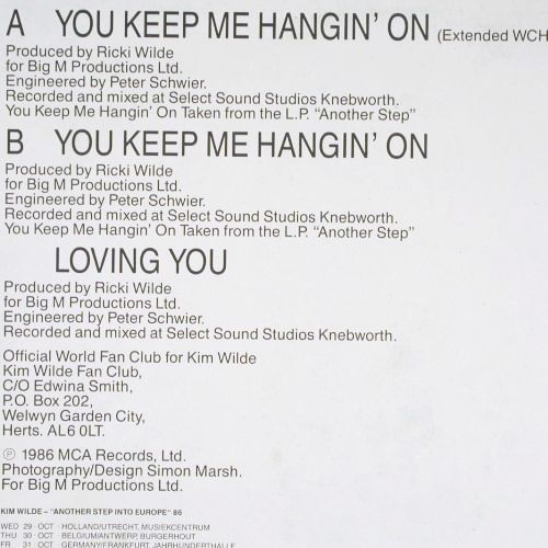 Wilde,Kim: You Keep Me Hangin'on*2(6:28)WCHmx, MCA (258 564-0), D, 1986 Typ: 12" Best.-Nr.: V7643 Preis: 9,00 Euro.