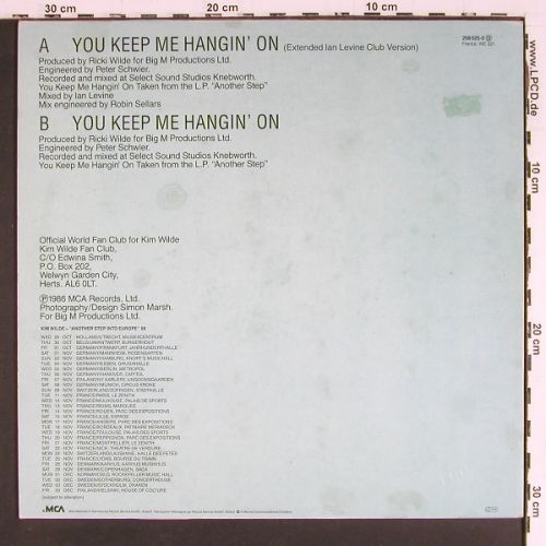 Wilde,Kim: You Keep Me Hangin'on* 2(9:02&sol;4:15), MCA (258 525-0), D, m-&sol;vg+, 1986 Typ: 12" Best.-Nr.: V7644 Preis: 7,50 Euro.