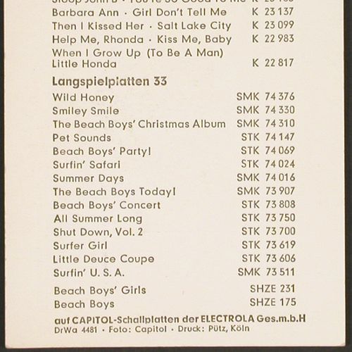 Beach Boys: Autogrammkarte, unbedr.,14,4x9,4cm, Capitol EMI(DrWa 4481), D,  - Card - V7660 - 5,00 Euro