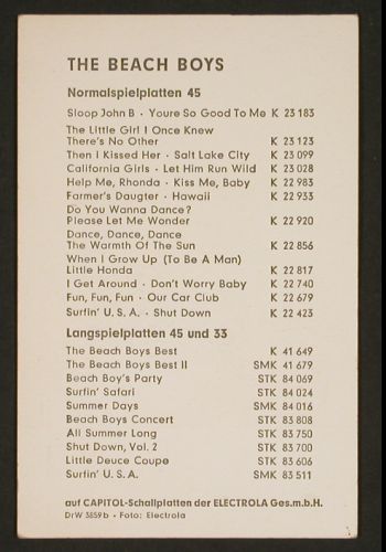 Beach Boys: Autogrammkarte, unbedr.,14,4x9,4cm, Capitol EMI(DrW 3859b), D,  - Card - V7661 - 6,00 Euro
