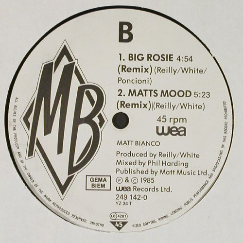 Matt Bianco: More Than I Can Bear+2, m-&sol;vg+, WEA (249 142-0), D, 1985 Typ: 12" Best.-Nr.: V7679 Preis: 5,00 Euro.