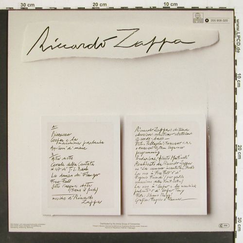 Zappa,Ricardo: Same, Ariola (205 908-320), D, 1983 Typ: LP Best.-Nr.: V7753 Preis: 12,50 Euro.