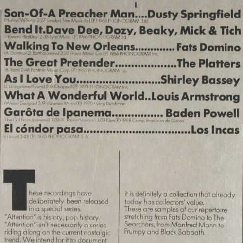 V.A.The Best of Attention: Dusty Springfield...Marsha Hunt,Foc, Fontana (6424 083), D, m-&sol;vg+ Typ: LP Best.-Nr.: V7775 Preis: 6,00 Euro.