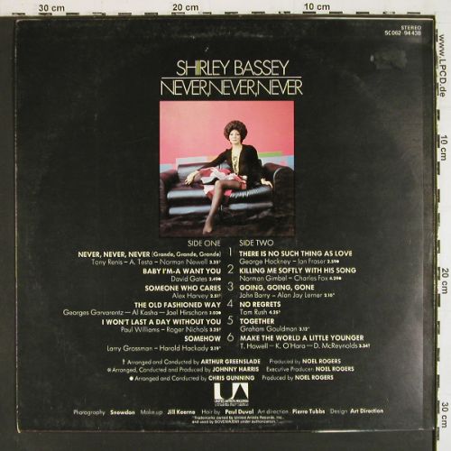 Bassey,Shirley: Never,Never,Never, UA(5C 062-94 438), NL, 1973 - LP - V7837 - 6,00 Euro