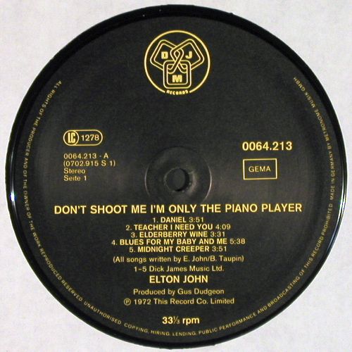 John,Elton: Don't Shoot Me,I'm Only t. Piano P., DJM(0064.213), D, m /vg+, 1972 - LP - V7915 - 5,00 Euro