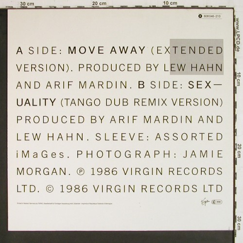 Culture Club: Move Away (7:24) &sol; Sexuality, Virgin (608 046-213), D, 1986 Typ: 12" Best.-Nr.: V8096 Preis: 4,00 Euro.