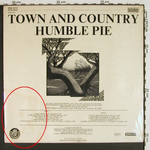 Humble Pie: Town&Country,sealed/vg+,ecke wellig, Immediate(BBS 2513), D, 1975 - LP - V8115 - 35,00 Euro