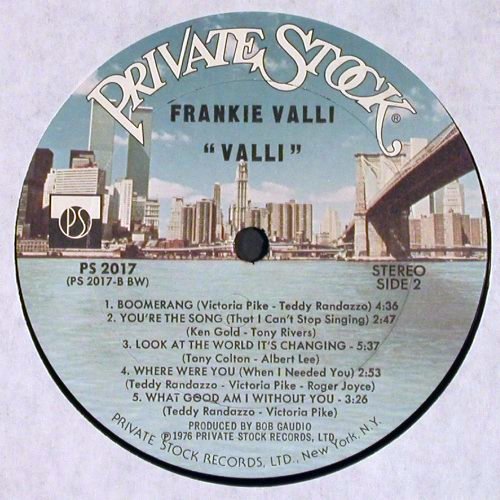 Valli,Frankie: Valli, Private Stock (PS 2017), US, CO, 1976 Typ: LP Best.-Nr.: X9015 Preis: 3,00 Euro