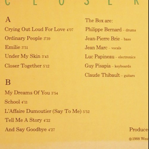 The Box: Closer Together, Westpark Music (87005), , 1988 Typ: LP Best.-Nr.: Y208 Preis: 5,00 Euro.