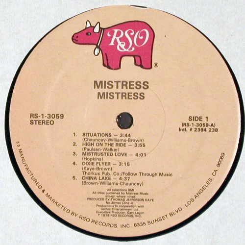 Mistress: Same, RSO (RS-1-3059), US, 1979 Typ: LP Best.-Nr.: Y339 Preis: 5,00 Euro.