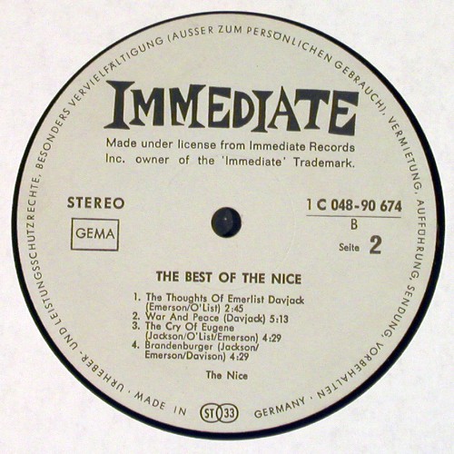 Nice: The Best Of, vg+/vg+, Immediate(C 048-90674), D,  - LP - Y9656 - 9,00 Euro
