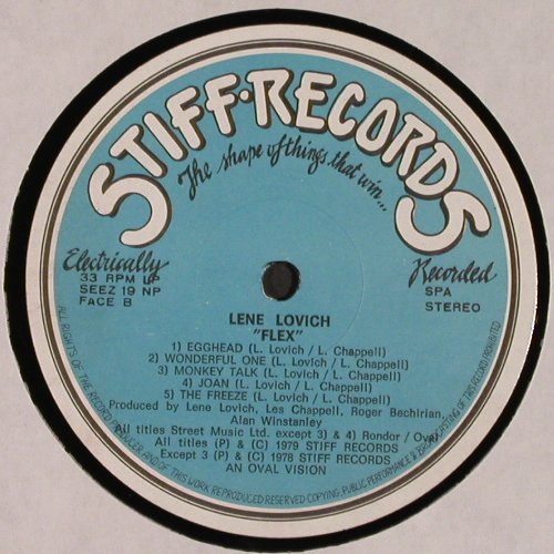 Lovich,Lene: Flex, Stiff (SEEZ 19), P, 1979 Typ: LP Best.-Nr.: V2839 Preis: 6,00 Euro