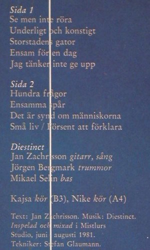 Diestinct: Se Men Inte Röra, Mistlur Records(MLR 21), S, m-/vg+, 1981 - LP - V4633 - 7,50 Euro