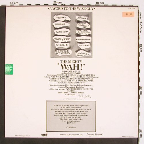 Mighty Wah!: A Word To The Wise Guy, m /vg-, Sonet (SLP-3100), S, 1984 Typ: LP Best.-Nr.: V4705 Preis: 5,00 Euro