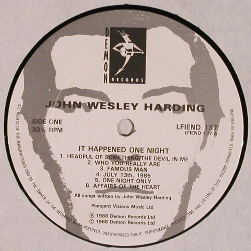 Harding,John Wesley: It Happened One Night (Live), Demon(L-FIEND 137), UK, 1988 - LP - V5027 - 9,00 Euro