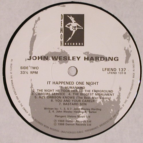 Harding,John Wesley: It Happened One Night (Live), Demon(L-FIEND 137), UK, 1988 - LP - V5027 - 9,00 Euro