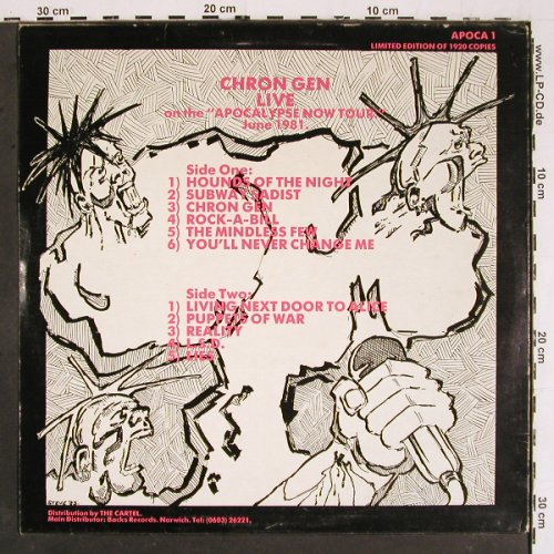 Chron Gen: Live On Apocalypse Now Tour 81, Chaos Lim.Ed.of 1920(APOCA 1), UK, 1983 - LP - V5799 - 35,00 Euro