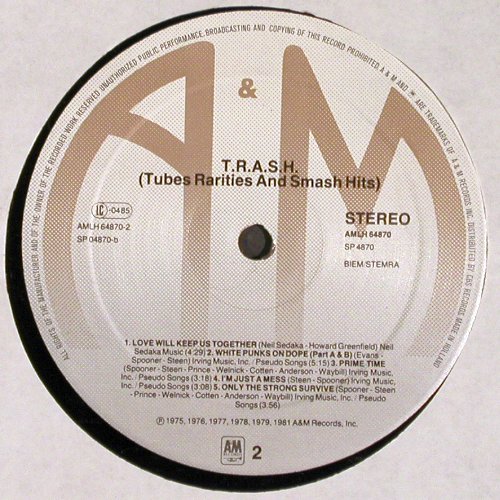 Tubes: T.R.A.S.H., A & M (AMLH 64870), NL, 1981 Typ: LP Best.-Nr.: V6642 Preis: 7,50 Euro.