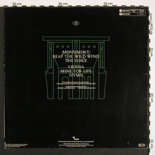 Ultravox: Monument The Soundtrack (live), Chrysalis(205 849-270), D, 1983 - LP - V7095 - 6,00 Euro