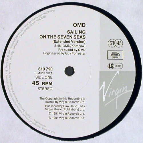 OMD: Sailing On The Seven Seas*2, m-&sol;vg+, Virgin (VST 1310), D, 1991 Typ: 12" Best.-Nr.: V7102 Preis: 3,00 Euro.