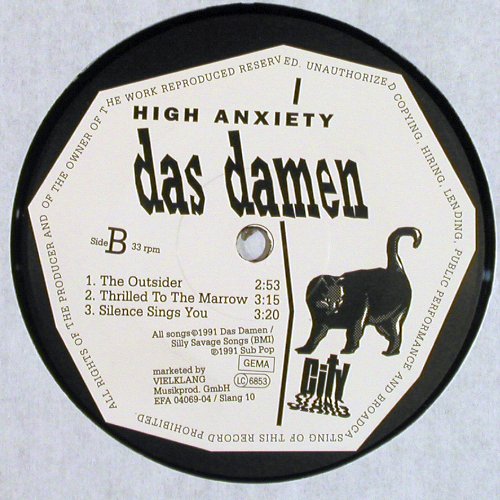 Das Damen: High Anxiety, 5Tr., City Slang(SLANG 10), D, 1991 - LP - V7325 - 5,00 Euro