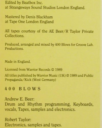 400 Blows: The New Lords On The Block, Concrete Productions (08565-8), UK, 1989 Typ: LP Best.-Nr.: V7337 Preis: 9,00 Euro.