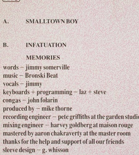 Bronski Beat: Smalltown Boy+2, London (820 996-1), NL, 1984 Typ: 12" Best.-Nr.: V7363 Preis: 5,00 Euro.