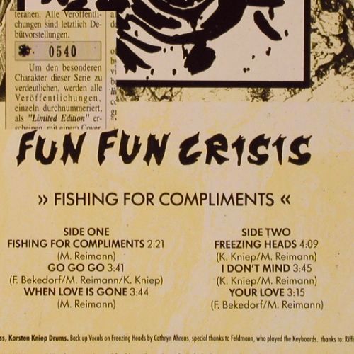 Fun Fun Crisis: Fishing For Compliments,Lim.Ed.540, 1st Records (SPV 60-9312), D,Facts, 1989 Typ: LP Best.-Nr.: V7729 Preis: 5,00 Euro.